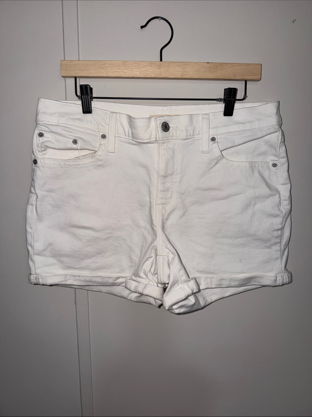Levi's White Denim Shorts - Rolled Hem Summer Style